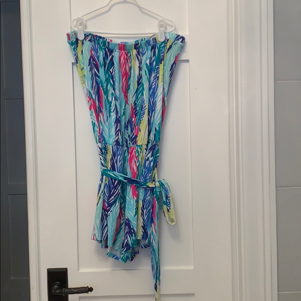 Lilly Pulitzer strapless romper.